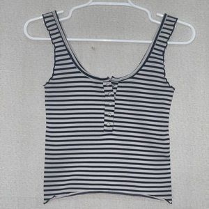 Black and White striped crop top